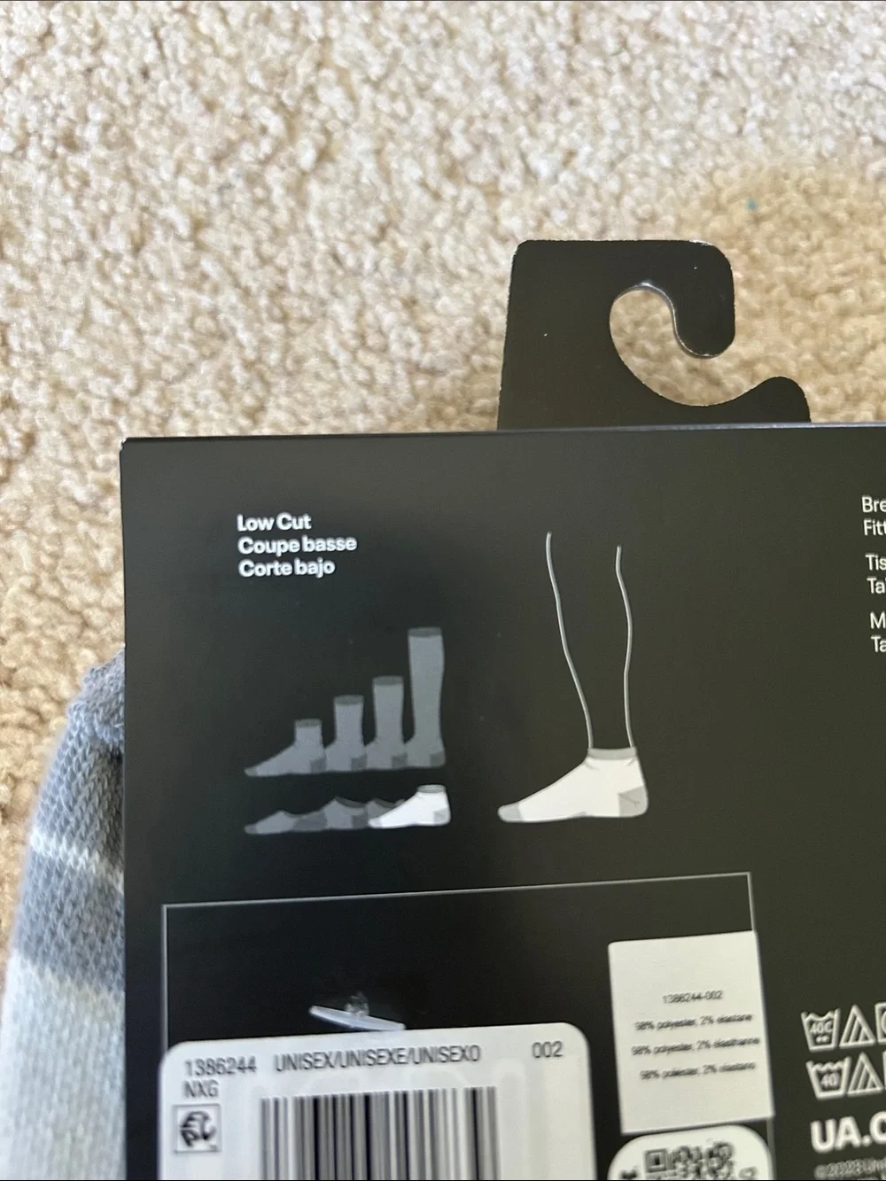 Under Armour Black/grey/white UA Performance Athletic Socks - 6 Pack Sz 8.5-13